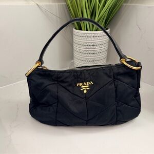 Prada Black Quilted Shoulder Bag with Gold Accents